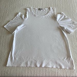 Like New Lisa Todd white luxury Pima cotton cold shoulder tee